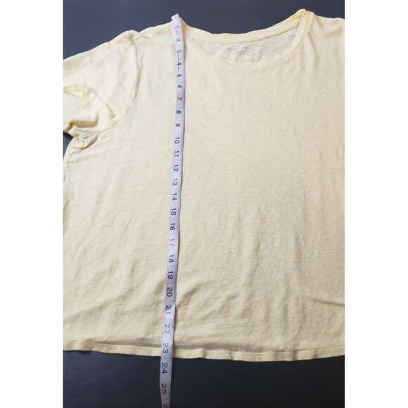 Eileen Fisher Shirt L Butter Yellow Short Sleeve Slub Knit Lightweight Tee Top - Picture 4 of 4